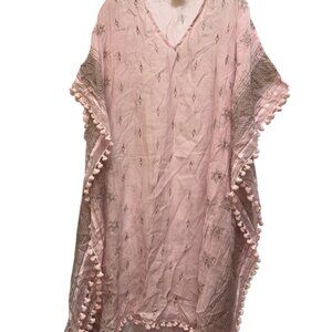 Gorsuch for Roberta Roller Rabbit NEW pink metallic Block Print kaftan S/XS